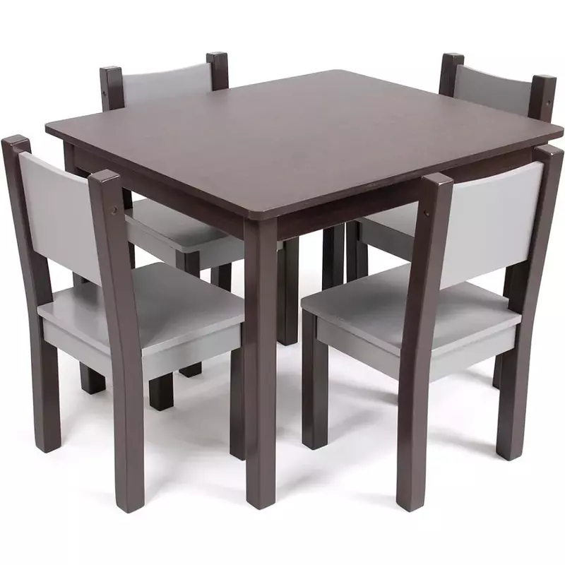Espresso/Grey Modern Table Set Tables and Chairs for Children Tables & Sets 4 Chairs-Toddler Freight Free Daycare Furniture Kids