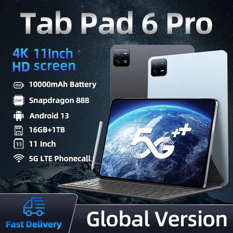 2024 neue original globale Version Pad 6 Pro Snapdragon 10000 Tablet PC Android 13 16GB 1TB 10 Kern mAh Wps 5g Dual Sim Mi Tab