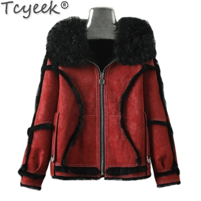 리얼 Tcyek 여성용 토끼 모피 재킷, 따뜻한 울 칼라, 겨울 재킷, 2024 아우터 코트, 신제품