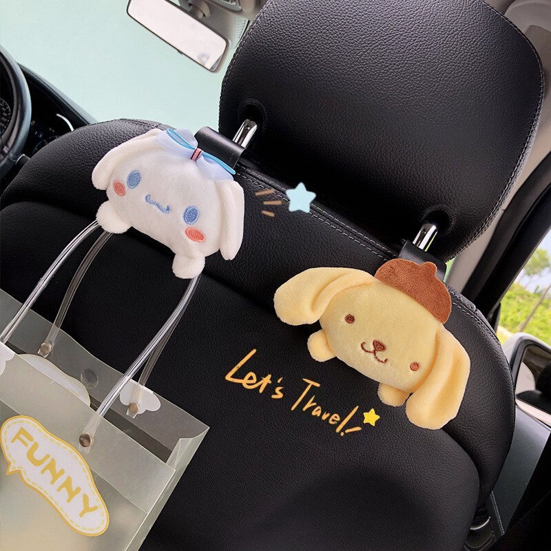 Sanrio Anime Cinna moroll Haken Plüsch meine Melodie Kuromi Autos itz Haken Auto Rücksitz Organizer Aufbewahrung halter Autozubehör