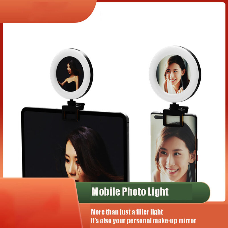 모바일 사진 셀카 필 라이트 링 램프, 사진 플래시 전문 LED 조명 프로젝터 클립 램프, 셀카 필 램프
