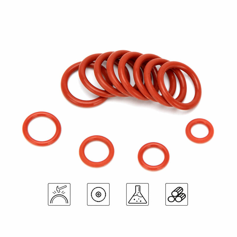 225pcs VMQ Seal Sealing O-Rings Silicon Washer Rubber Universal O-Rings Red Silicone O-Ring Assortment Kit Set Wear Accessories