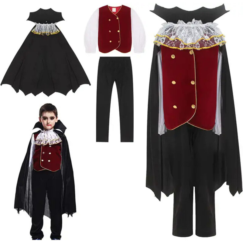 FINDPITAYA Gothic Vampire Kids Boys Halloween Costume Cosplay