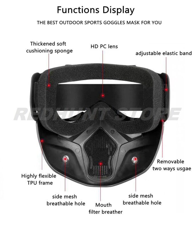 Masker Wajah Penuh Taktis Kacamata Hitam Tahan UV Tahan Angin Antikabut Masker Paintball Airsoft Menembak Keselamatan Mak Pelindung