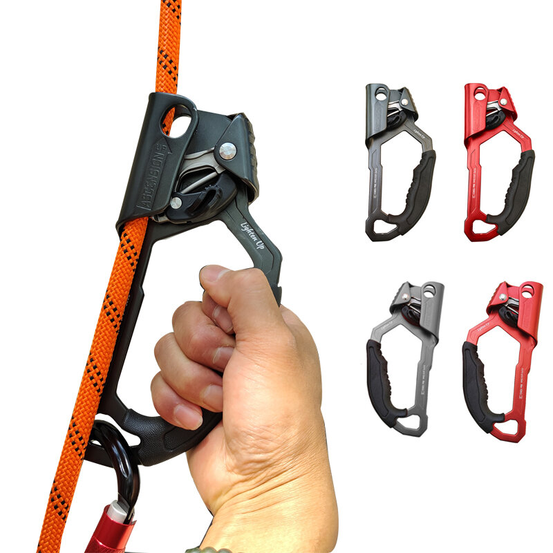 Lightenup Outdoor Hand Ascender Dispositivo, Mountaineer Handle Ascender Ferramentas de corda de escalada esquerda e direita, Escalada em rocha