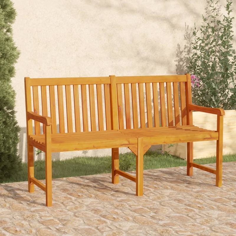 Patio Bench 59.1" x 21.9" x 35.4" Solid Acacia Wood Outdoor Chair Porch Furniture