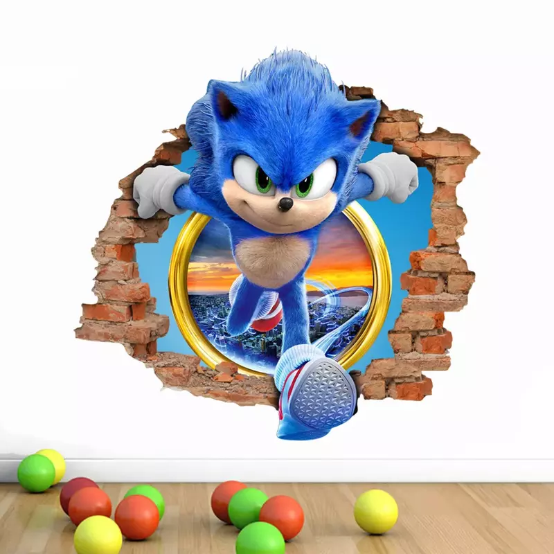Sonic Cartoon Aufkleber PVC Wallpaper Spiel Poster 3d mit einem drei dimensionalen Sinn cool und schillernden Originalität Anime