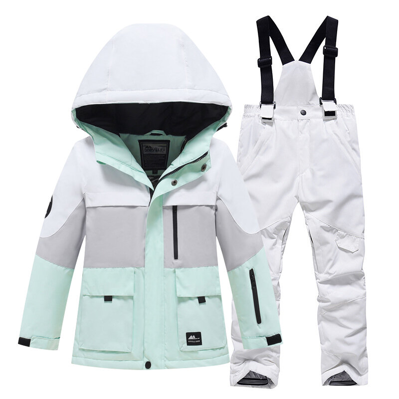 -30℃ 5-16 years old Children's snow suit set Boys and girls warm and waterproof ski suits Luxury off-road jackets and pants