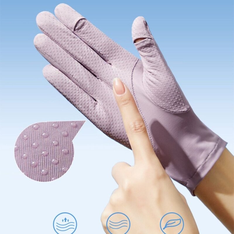 Touch Screen Gloves Sun Protection Gloves Two Fingers Gloves Non-slip Gloves Sunscreen Ice Silk Gloves Anti-UV Breathable