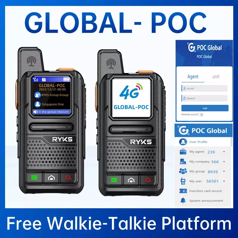 Radio bidireccional 4G PoC Internet, MINI tarjeta Sim, intercomunicador Global, walkie talkie de largo alcance, par de 5000km (sin tarifa), plataforma de intercomunicación