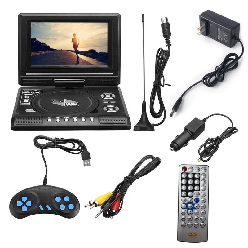 Portable DVD Player 7'' Screen Screen Rotatable for w/ Remote Controller Game Pa Dropship