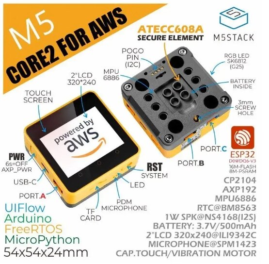 M5Stack Official M5Stack Core2 ESP32 IoT Development Kit for AWS IoT EduKit
