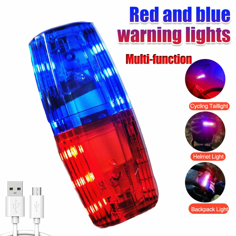 Red Blue Strobe Light Police Light Warning Lights Usb Rechargeable Flashlight Shoulder Clip Flashing for Car Motorcycles Bicke