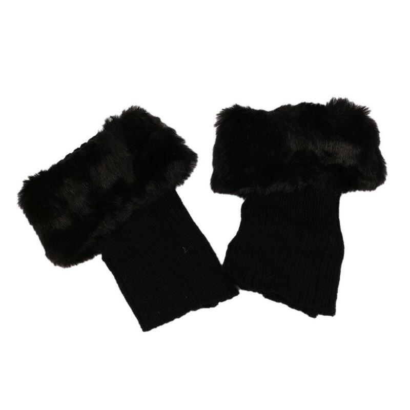 Faux Fur Cuffs Cover para Mulheres, Leg Warmers, Botas Toppers, Meias, Boot, Crochet Trim, Trim, Lady, Inverno, Fo, G9y1