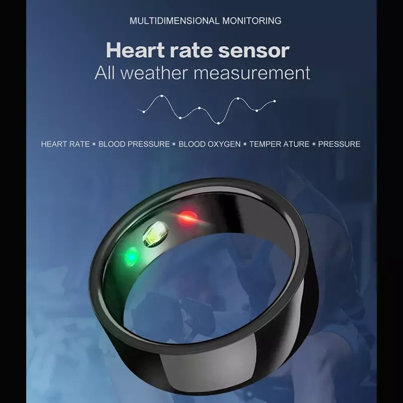 Smart Ring Men's Gold Heart Rate Blood Pressure Blood Oxygen Temperature Sleep Calories Health Multilingual Fitness Tracker Ring