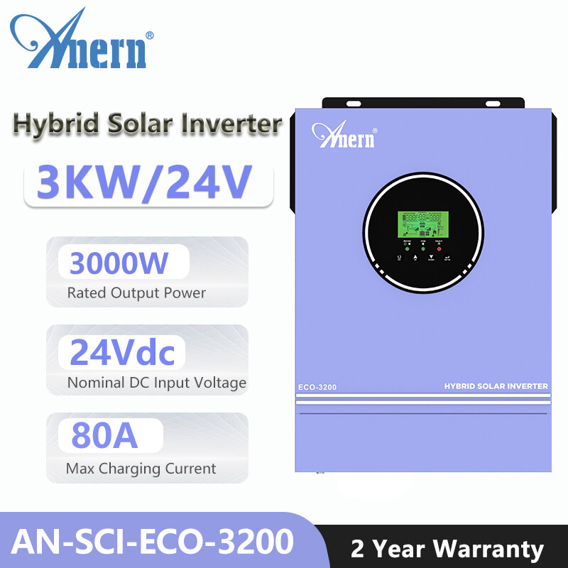 Inversor Solar híbrido de 1600W, 3000W, 12V, 24V, 220V, onda sinusoidal pura, MPPT integrado, controlador de cargador Solar de 80A, PV máx. 400VDC