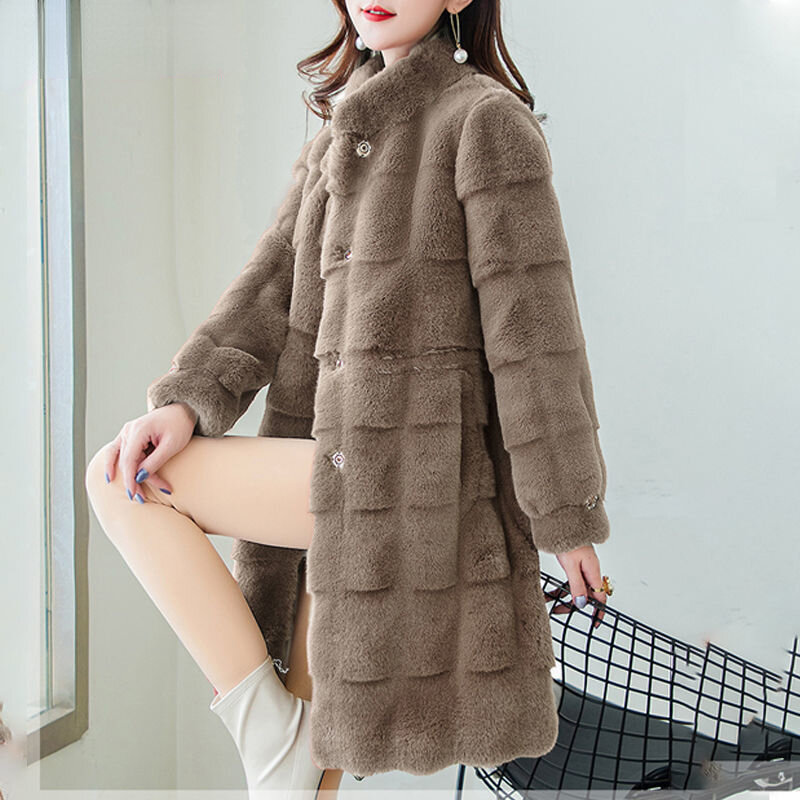女性の模造ミンクトップ,新しい秋冬の毛皮の2023,イミテーションベルベット,高品質,フード付きコート