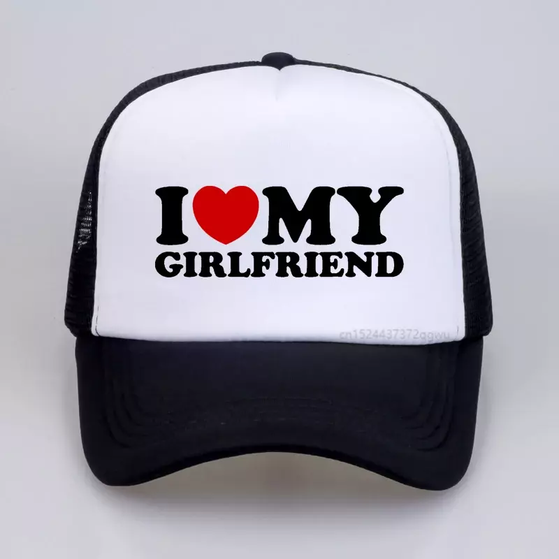 Divertente I Love Heart My Girlfriend hat Cotton Streetwear pop summer visor berretto da Baseball cappello da camionista traspirante in rete regolabile