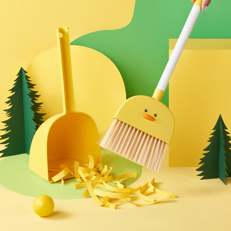 Sapu MINI พร้อมที่ตักผงทำความสะอาดของเล่นของขวัญสำหรับเด็ก kado ulang tahun ทำความสะอาดบ้านกวาด