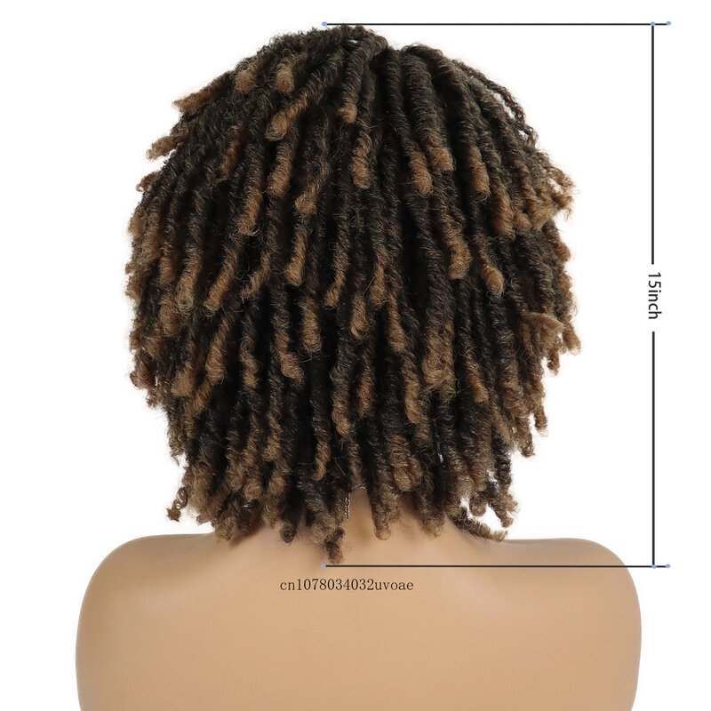 Syntetyczne peruki do włosów Krótka peruka z kręconymi włosami Afro z grzywką Syntetyczna afrykańska puszysta czarna Ombre Brązowa kręcona peruka damska Naturalny kostium