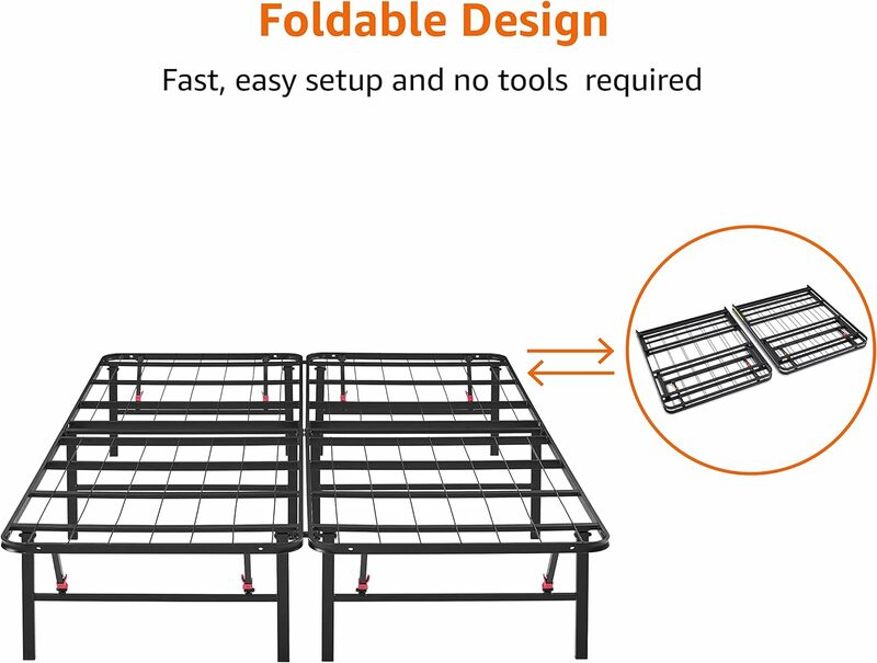 Basics struttura del letto con piattaforma in metallo pieghevole con configurazione senza attrezzi, telaio in acciaio robusto e alto 14/18 pollici, nessuna molla della scatola necessaria