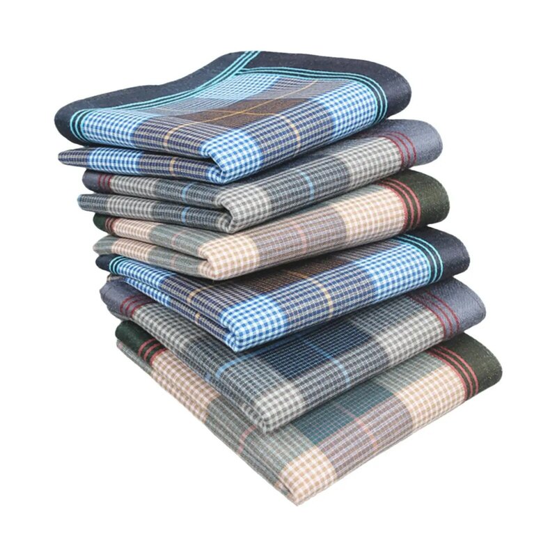 6 sztuk Plaid bawełniana chusteczka Hankies zestaw upominkowy wygodny uniwersalny Unisex kieszonkowy kwadrat dla panów ojców ślub