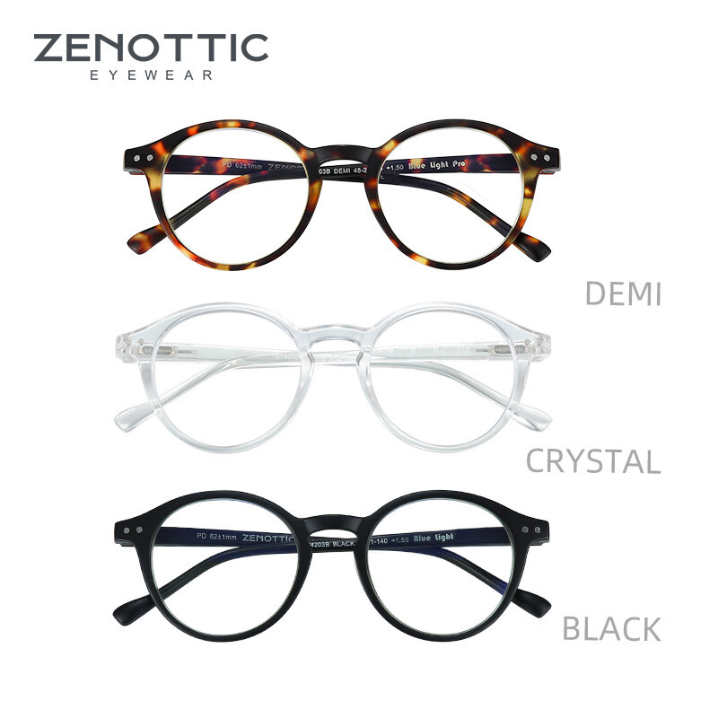 Zenottic-男性と女性のための青いアンチライト老眼鏡,アンチグレア,0〜4.0