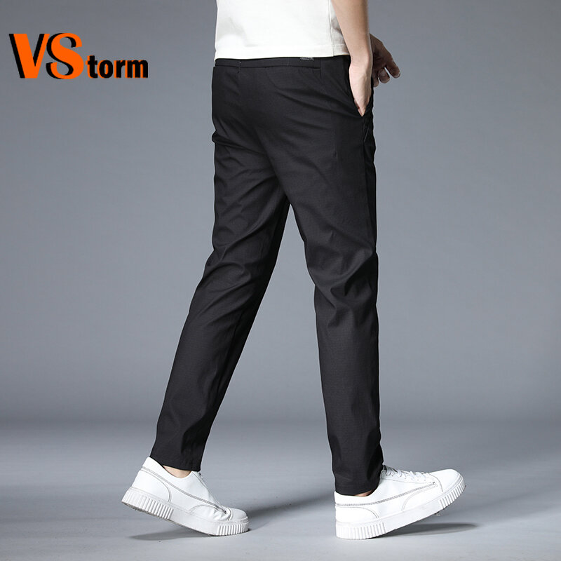 Men Open-Backed pants Summer New Thin Casual Pants 4 Colors Classic Style Fashion Business Slim Fit Straight Cotton Solid Color