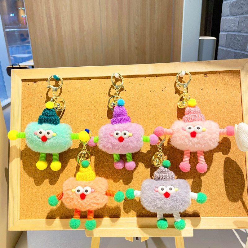 10cm Cartoon Cute Spring Square Plush Keychain Pendant Doll Stuffed Animals Charme Casais Mochila Pendurado Presentes do miúdo Brinquedos