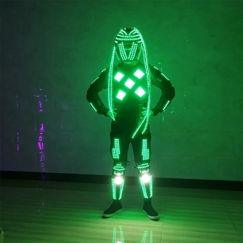 Costumes de salle de Rhavec lumières LED clignotantes, séparés euse imbibée, vêtements de robot Shoous Lauren, tenue de performance de fête DS, ensemble de spectacle de lumière LED