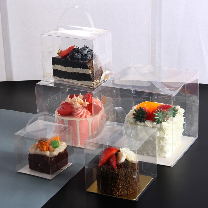 Spersonalizowany produkt na zamówienie, niskie luksusowe urodziny, czterocalowe pudełko przenośne przezroczyste jednorazowe małe plastikowe ciasto do pieczenia