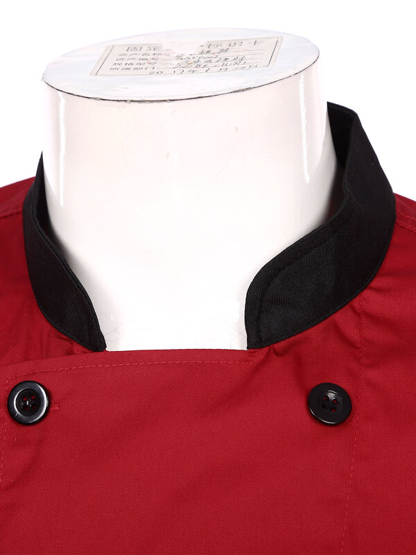シェフの男性のための通気性のある半袖のシェフのジャケット,シャツの襟,ポケット付きの台所のユニフォーム