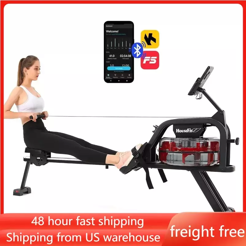 HouseFit Rowing Machine 350LB Weight Capacity for Home use with Big LCD Monitor Water Row Machine, Tablet Holder, free shipping