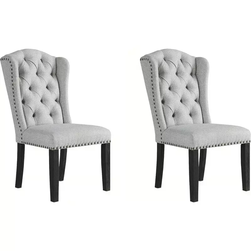 Фирменный дизайн от Ashley Jeanette, традиционный мягкий обеденный стул с крыльями, 2 предмета, цвет серый