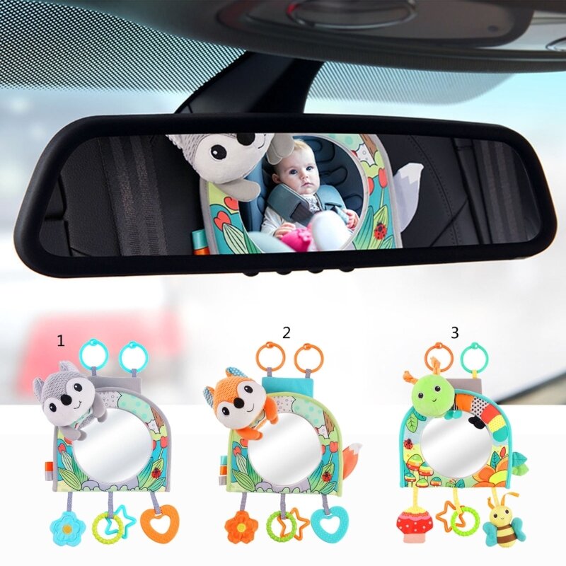 Miroir d'appui-tête de voiture pour bébé faisant face à l'arrière poussette de voiture jouet suspendu hochet anneau de dentition