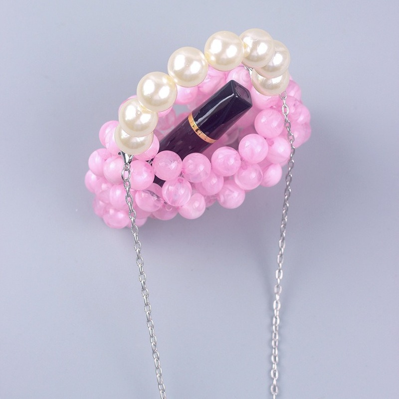 Verão New Macaron Cor Acrílico Beads Mini Crossbody Bag Handmade Beaded Pérola Pequena Bolsa Meninas Moeda Carteira Feminina 2022