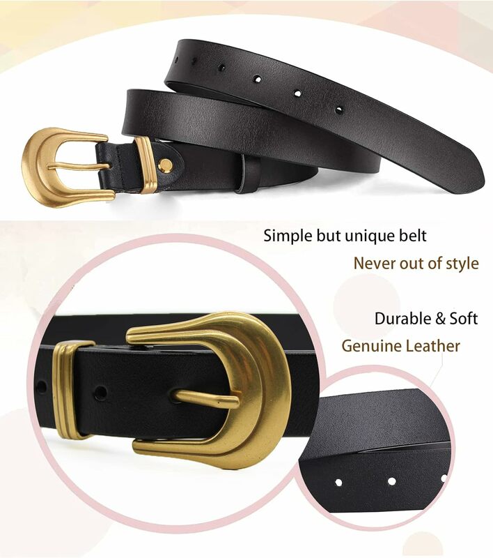 Elegant Women Belts Leather Simple Gold Metal Buckle Belt Girls Dress Jean Pants Waistband Belts For Lady Luxury Designer Brand