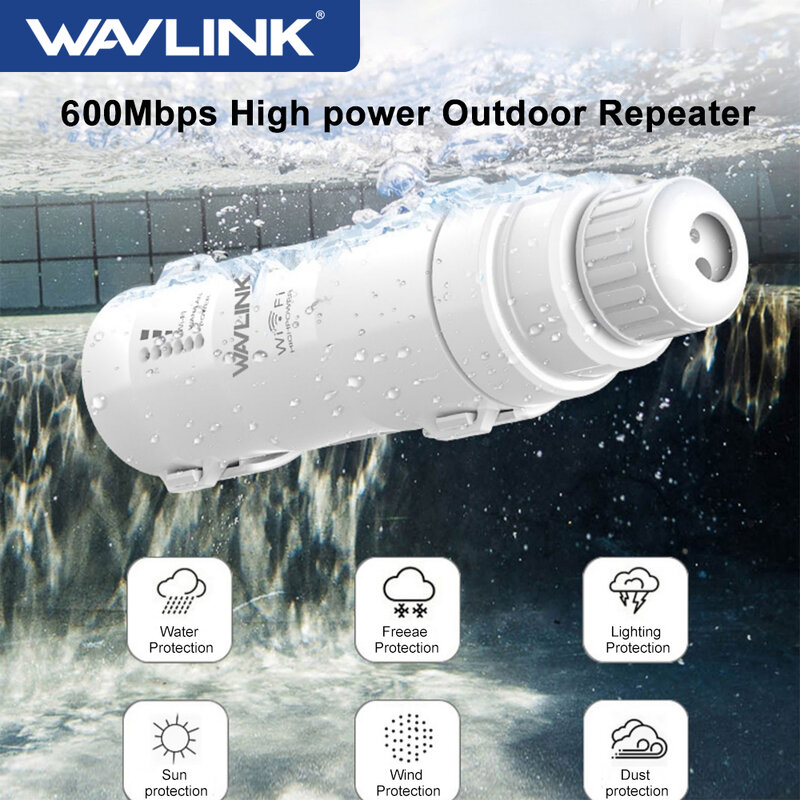 Wavlink-AC600 Roteador WiFi ao ar livre, Ponto de Acesso, Repetidor Sem Fio CPE, Dual Dand, 2.4 Ghz, 5Ghz, Antena 2x7dBi, POE