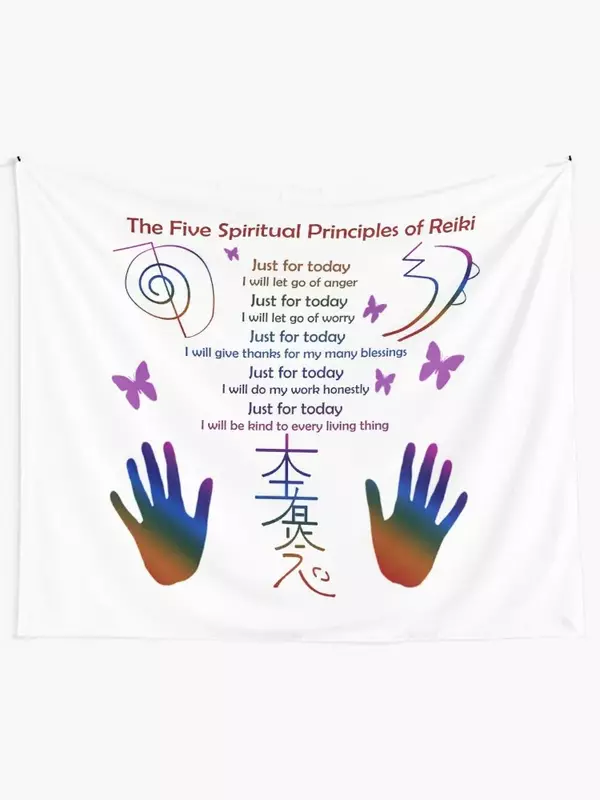 The 5 Principles of Reiki Tapestry Tapete For The Wall Wall Hanging Tapestry