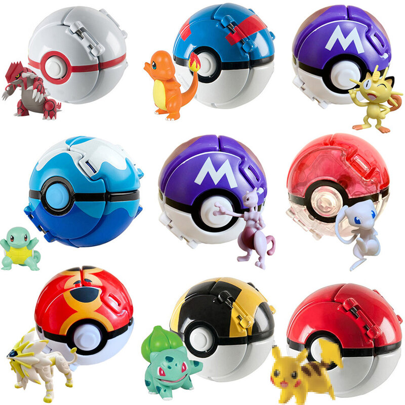 Pokemon Ball Pokeball Anime Figure, Pikachu, SLaura, Pocket Monster Variant, Elf Ball Toy, Action Model, Cadeau en vrac, 23 styles