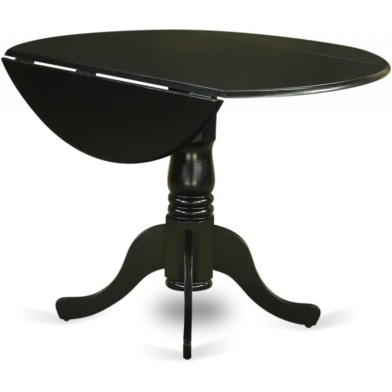 East West Furniture DLCL5-BLK-C Dublin 5 Piece Room Set Includes a Round Dining Table with Dropleaf and 4 Linen Fabric Upholster
