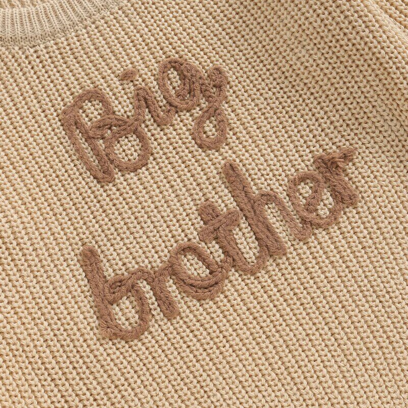 Lioraitiin sweater katun anak-anak, atasan rajut longgar Pullover bordir huruf lengan panjang untuk musim dingin 2023-09-18