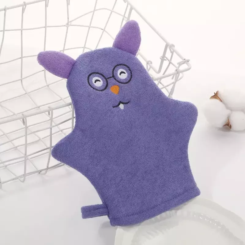 Sarung tangan mandi bayi untuk anak-anak balita bentuk hewan kartun sikat mandi kain lap untuk mandi anak mencuci bersih pijat mandi