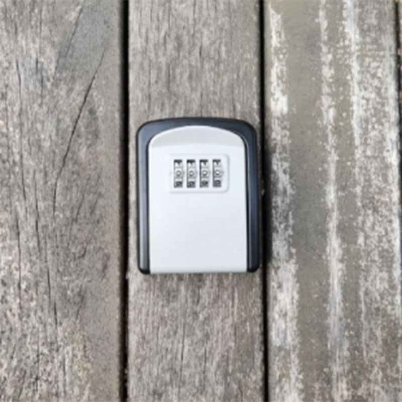 صندوق أمان بمفتاح من سبائك الزنك مثبت على الحائط ، مقاوم للماء ، تركيبة من 4 أرقام ، قفل تخزين ، داخلي وخارجي