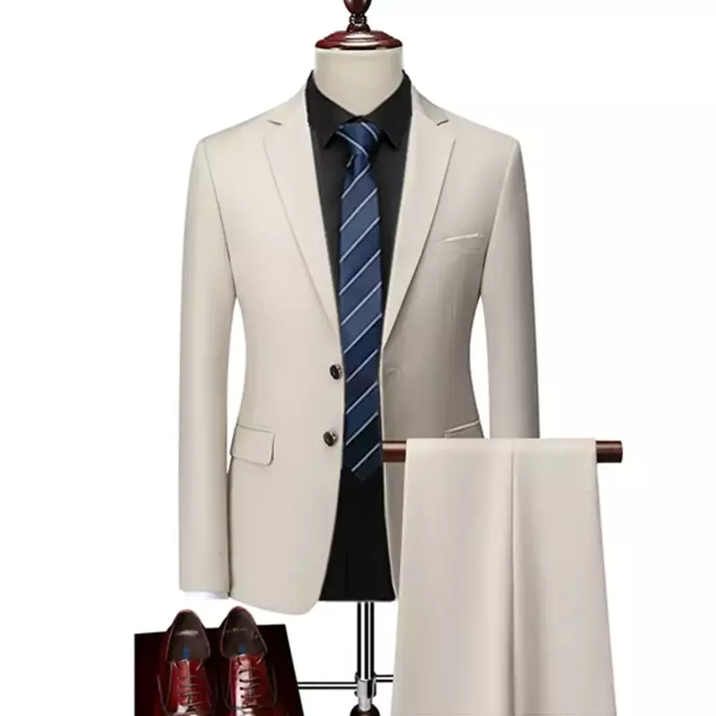 2023 wiosenno-jesienna moda nowa męska na co dzień garnitury w jednolitym kolorze/męska marynarka z jednym guzikiem spodnie z płaszczem