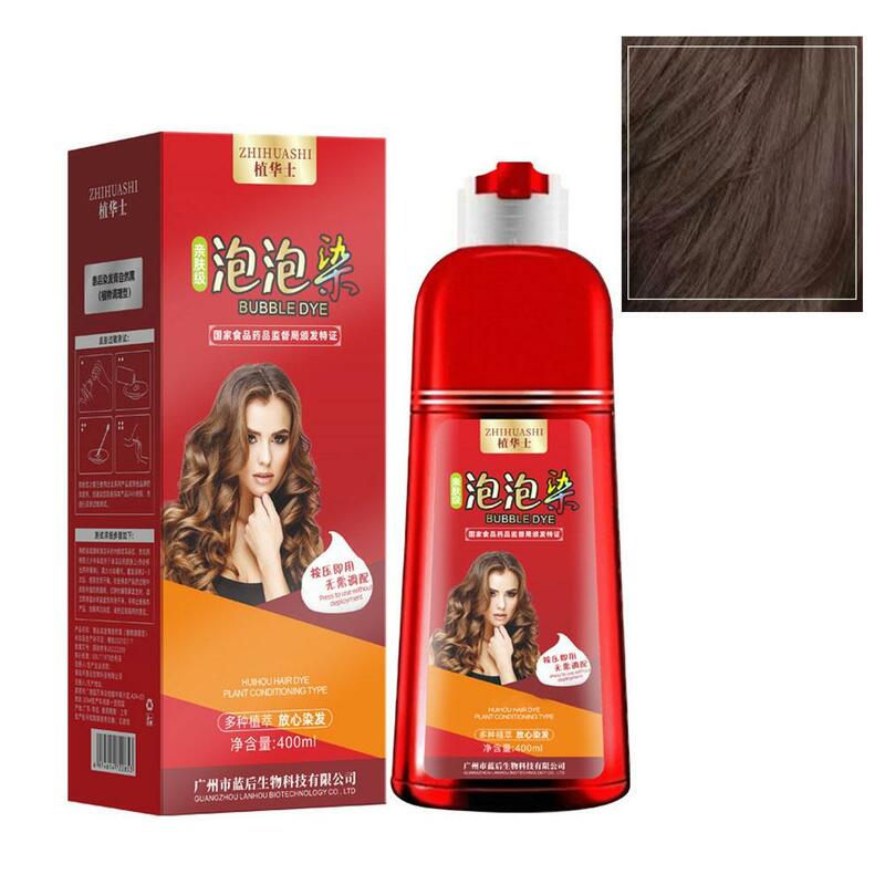 Shampoo colorante a bolle da 400ml tintura per capelli capelli nutriente Shampoo colorante per la casa a lunga durata stile di bellezza per capelli per uomo donna tintura per capelli T8R9