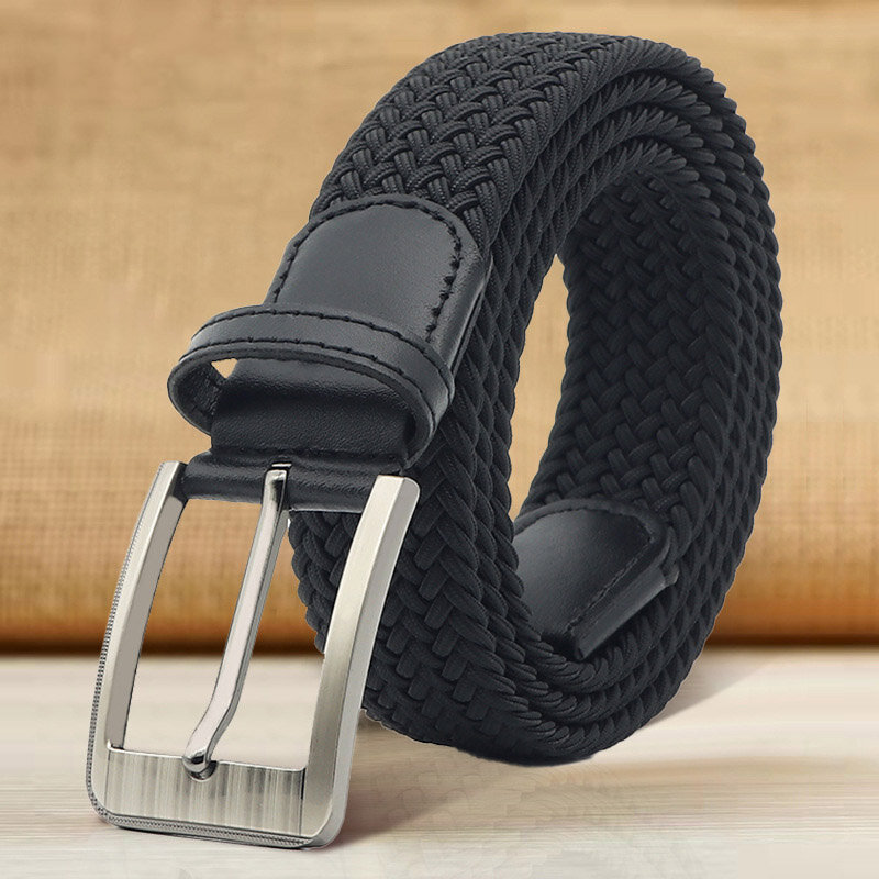 Cintura elástica não perfurado, cinto de lona simples e versátil, adequado para viagens de negócios, homens e mulheres, 3,4 cm