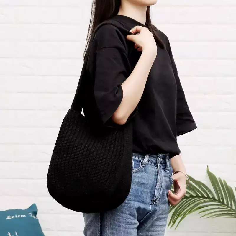 PLB01   Fashion Women Hollow Woven Shoulder Bags Large Capacity Crochet Hobo  Knitting Handbags Female Tote  Shopping 