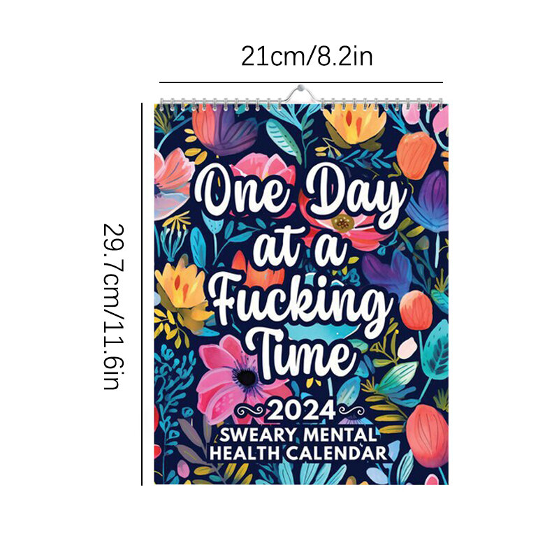 Kalender dinding kalender harian kesehatan Mental 2024 2024 inspirasional baru perencana menginspirasi dan lucu 2024 kalender harian