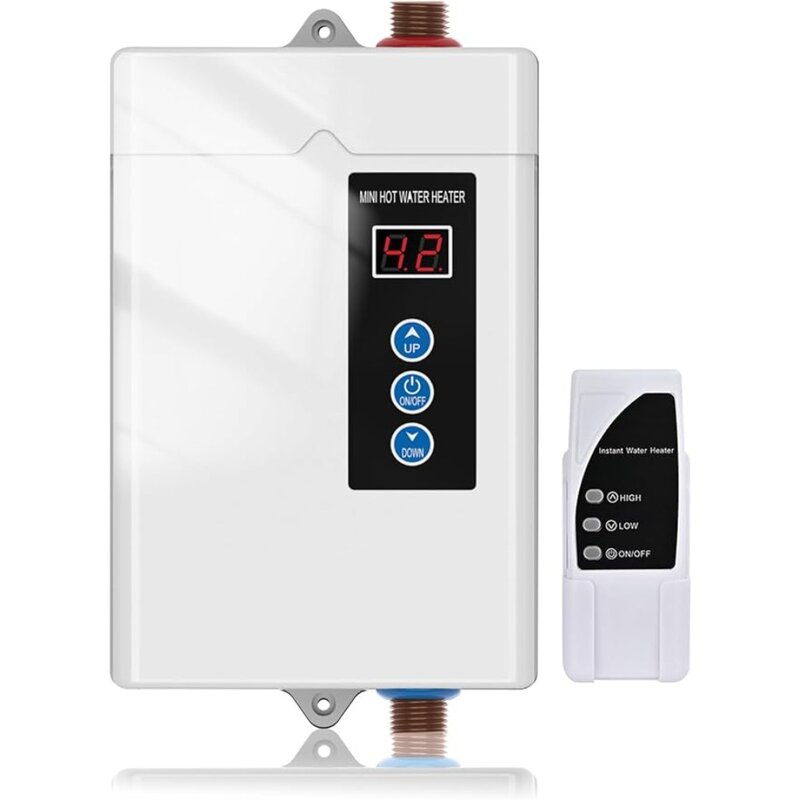 Aquecedor de água elétrico sem tanque com tela de toque LCD, pia sob, aquecedor de água quente, sob demanda, controle remoto, 110V, 3000W